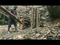 Bushcraft Log Cabin Building for Survival | Camping in the rain