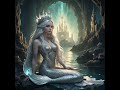 AI Prompt: A young, pale-skinned mermaid with long, flowing silver hair sitting in a mystical