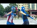 PRO 4 Red Spider-Man VS PRO 4 Blue Spider-Man ||  Superhero Story - NERF Was Like Video Games!