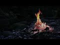 Campfire by the River at Night Ambience | 8 Hours Crackling Fire, Crickets, Ambient Nature Sounds