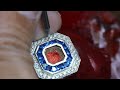 Make 18K white gold ring with diamond and blue sapphire - handmade diamond engagement ring