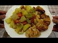 Baked chicken with adjika and vegetables