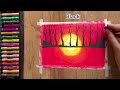 How to draw sunset scenery with oil pastel/for beginners step by step