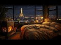 Relaxing Night Jazz Piano for Sleep ❄ Soft Jazz Music & Crackling Fireplace in Cozy Winter Bedroom
