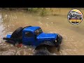 FMS FCX24 DIY Max Smasher truck in water. FMS 1/24 RC Crawler Power Wagon Butcher