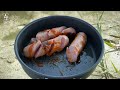 Fried Sausages At The Stream | Solo | Silent Camping ASMR | #17