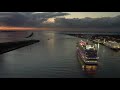 Norwegian Getaway drone view at dusk