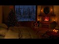 Christmas ambience in a cozy hut with relaxing music and a fireplace