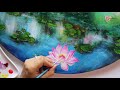 How to paint Floating Lotus with Blurred Background / Acrylic Painting Tutorial