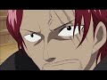 Shanks tell Whitebeard about the secret of his left arm, Shanks conqueror haki challenges Whitebeard