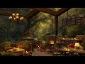 Rainy Day at Cozy Forest Scenery | Cabin Ambience with Relaxing Jazz and Rain Sounds for Work, Study